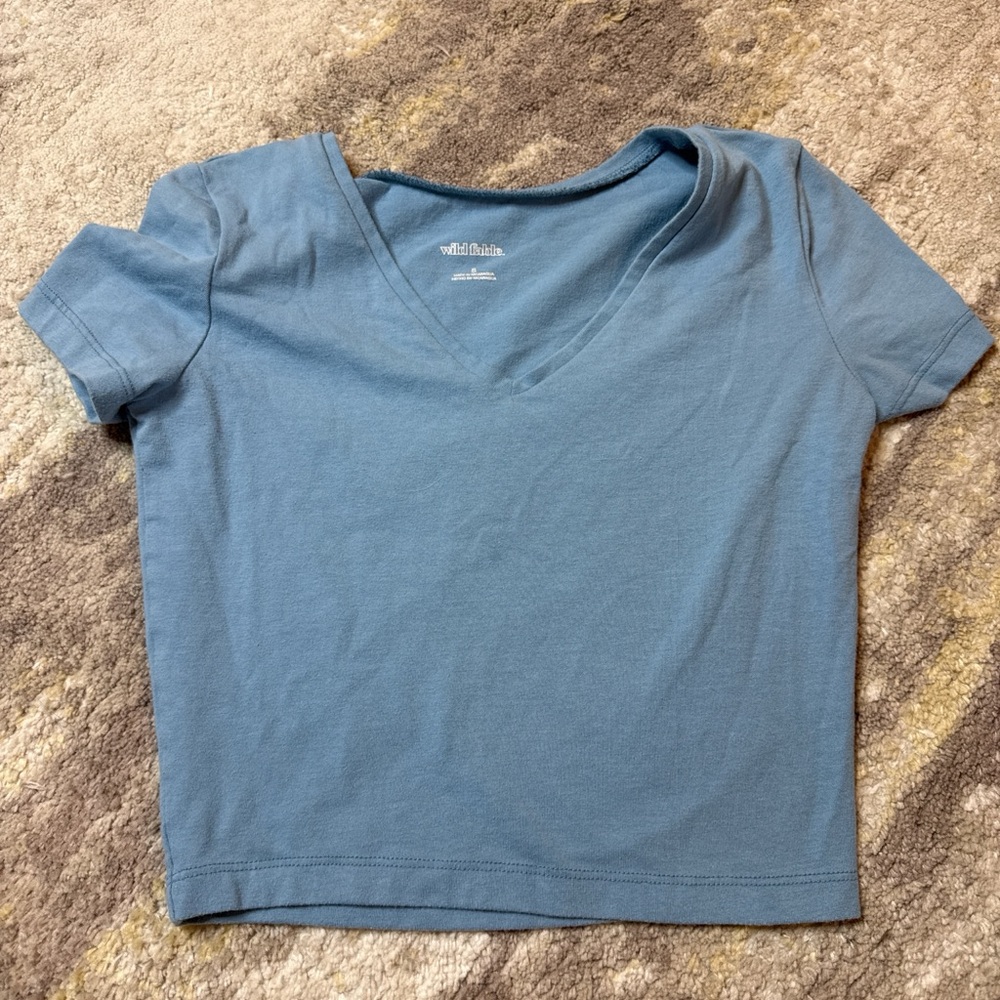 Wild Fable Blue V-Neck Crop Top